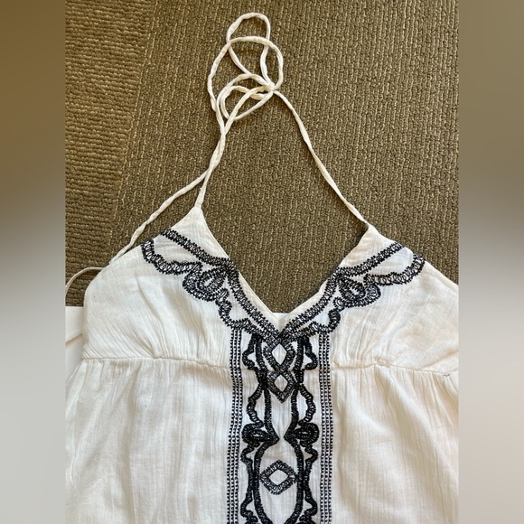 Ripcurl Carmanita 100% Cotton Halter tie embroidered white womens dress Small - Picture 6 of 10